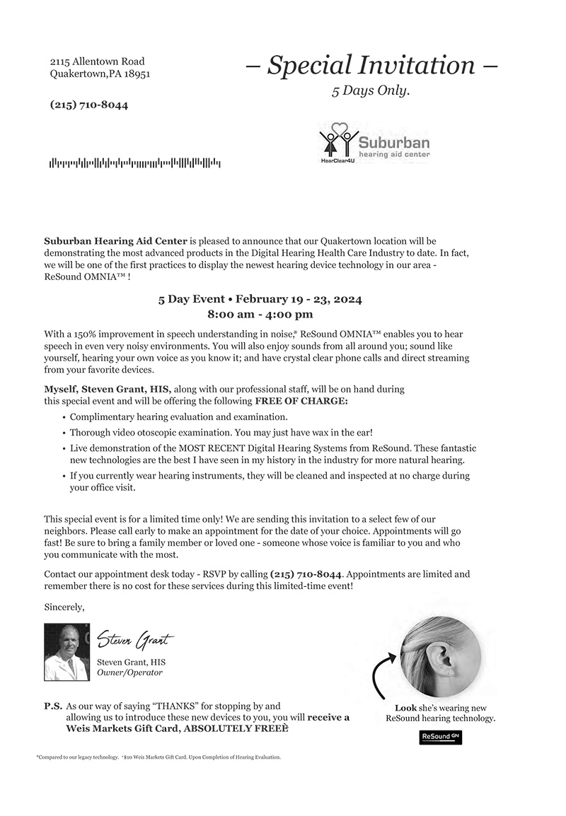 Limited Time Offer - Suburban Hearing Aid Center